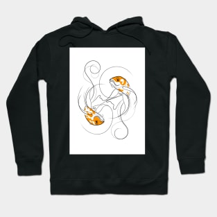 Dancing Koi Fish Yin Yang Line Drawing Hoodie